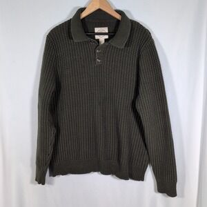 St John's Bay Sweater Mens Green Heavy  Knit Blend  Sz Large
